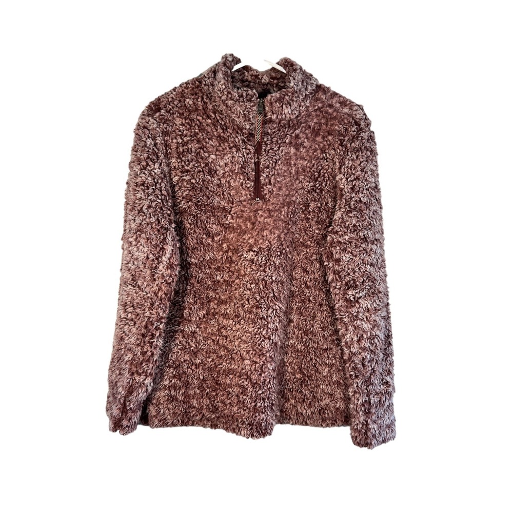 Weatherproof Vintage Women's Sherpa Fleece Lined Pullover 1/4 Zip M Burgundy